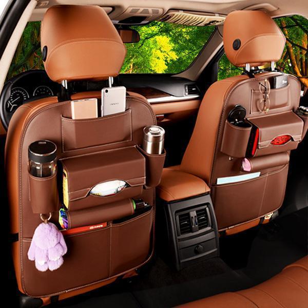 Faux Leather Car Back Seat Organizer - woowwish.com