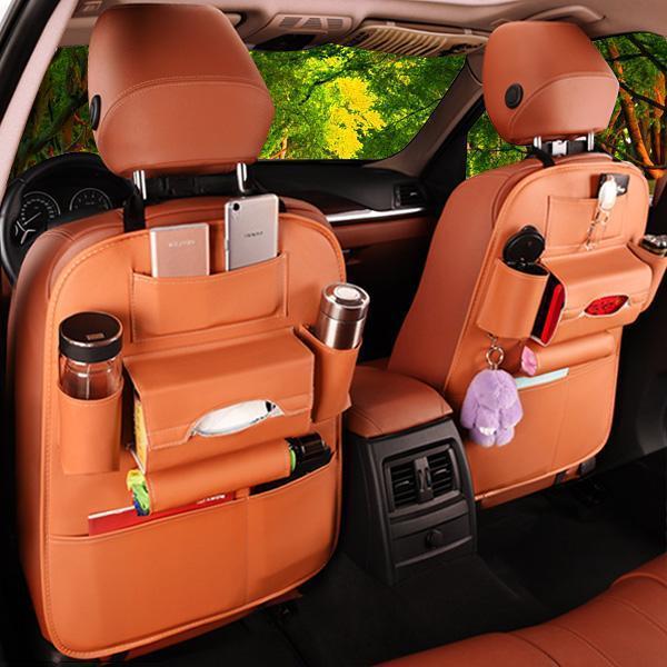 Faux Leather Car Back Seat Organizer - woowwish.com