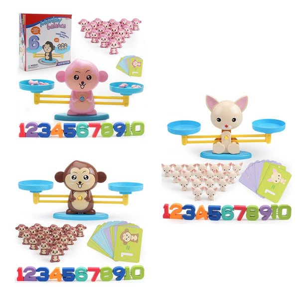 Cute Monkey Dog Balance Digital Cool Math Game - woowwish.com