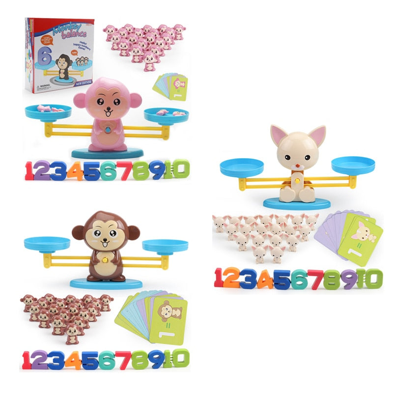 Cute Monkey Dog Balance Digital Cool Math Game - woowwish.com